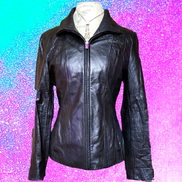 JONES NEW YORK BLACK LEATHER SIZE M - Picture 1 of 5